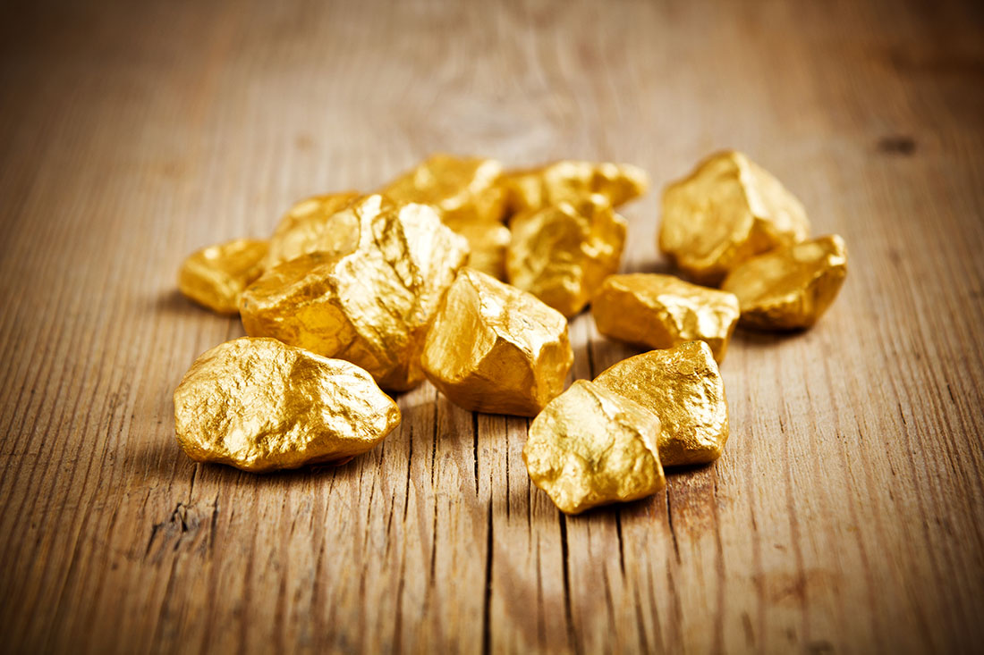 Gold Nuggets panned from the dirt